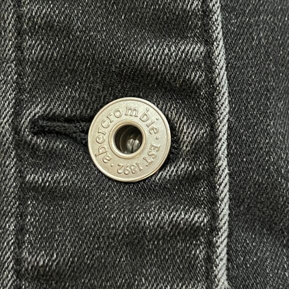 Vintage Y2K Abercrombie Kids Black Denim Jacket Youth Size 15/16 Fits Women's XS - Picture 3 of 8